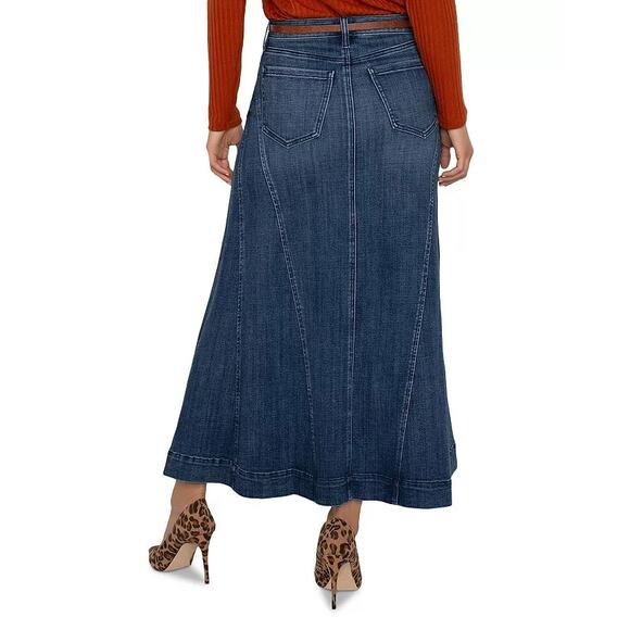 Liverpool Los Angeles Women Blue Woodward Denim Mermaid Maxi Skirt Size 4/27 - Picture 2 of 4